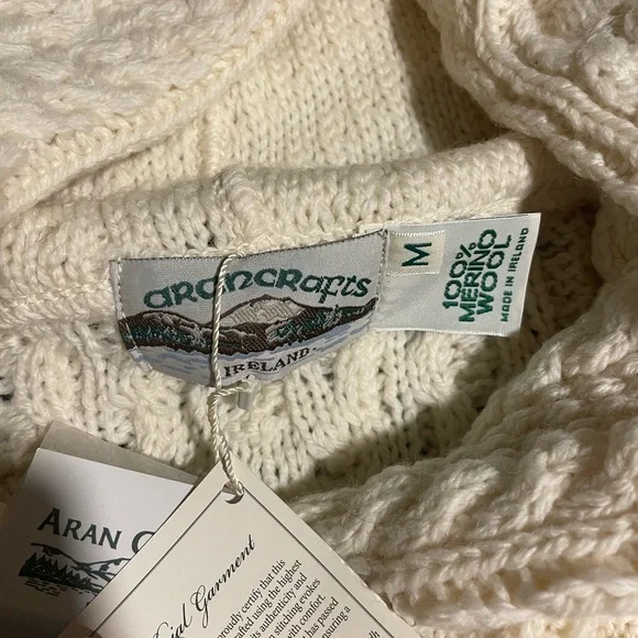 Aran Crafts Cream Cable Knit Hooded Sweater - Picture 4 of 8